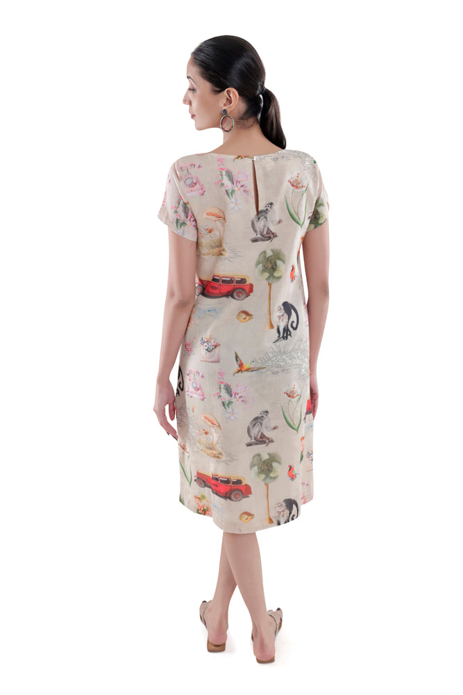 Fauna Printed Straight Cut Dress
