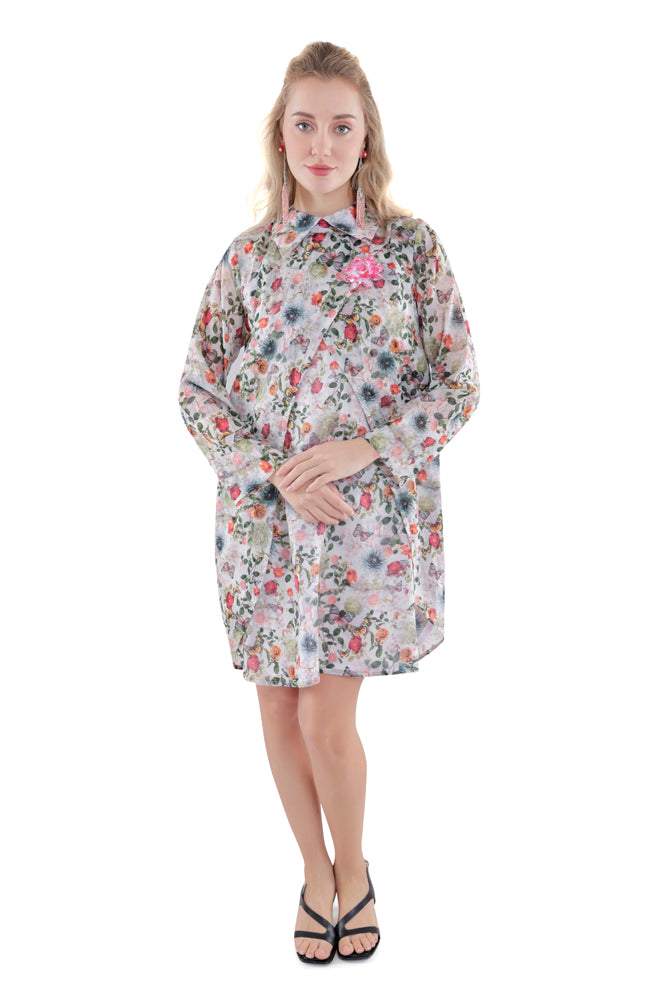Flora Printed Overlap Dress