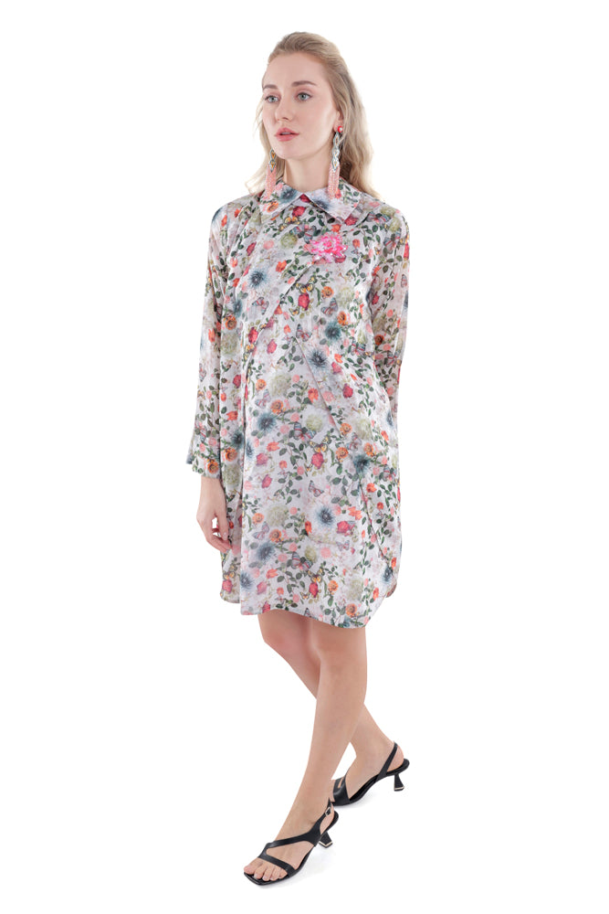 Flora Printed Overlap Dress