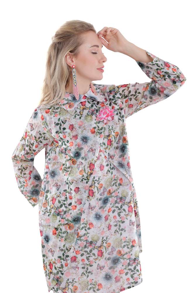 Flora Printed Overlap Dress