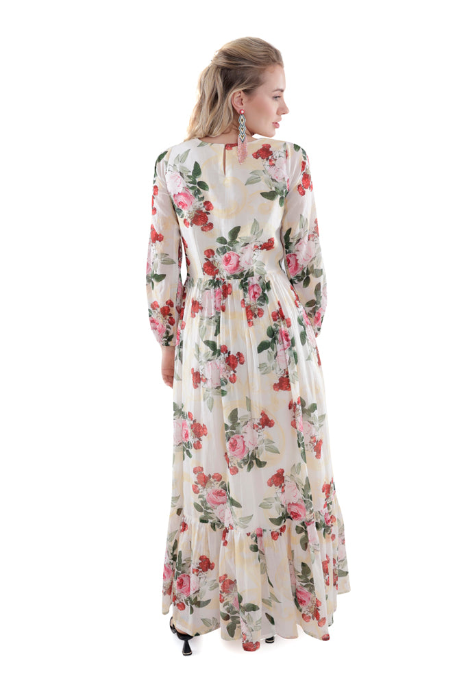 Ivory Peonia Printed Maxi Dress