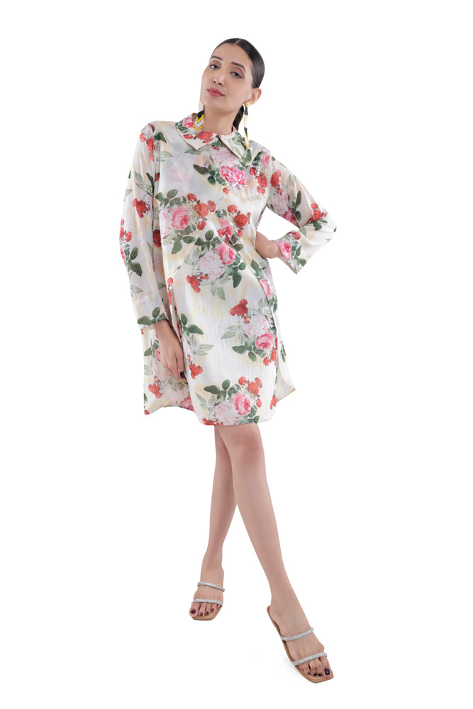 Ivory Peonia Overlap Dress