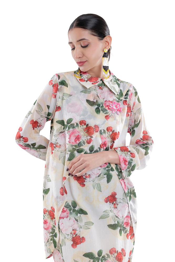 Ivory Peonia Overlap Dress