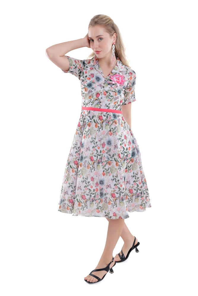Flora Printed Midi Dress