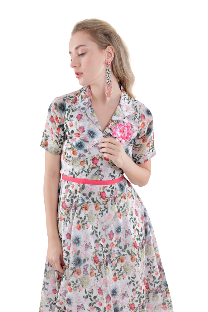 Flora Printed Midi Dress