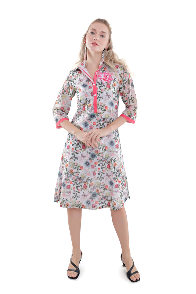 Flora Printed Straight Shirt Dress