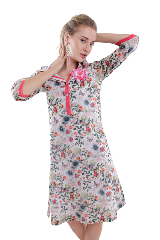 Flora Printed Straight Shirt Dress