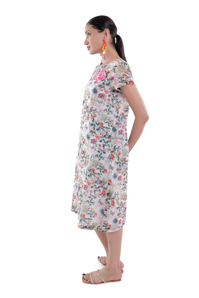 Flora Printed Straight Cut Dress