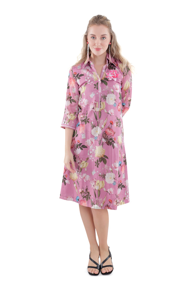 Azalea Printed Straight Shirt Dress