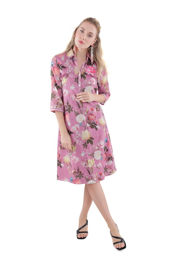 Azalea Printed Straight Shirt Dress