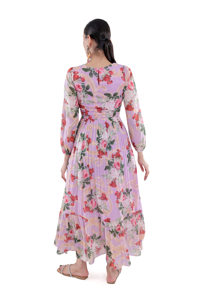 Lavender Peonia Printed Maxi Dress