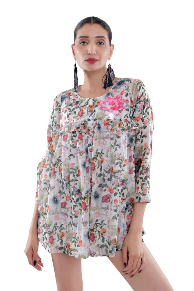Flora Printed Peplum Shirt