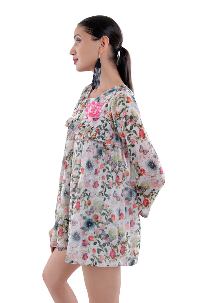 Flora Printed Peplum Shirt