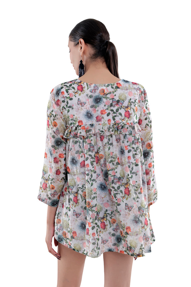 Flora Printed Peplum Shirt