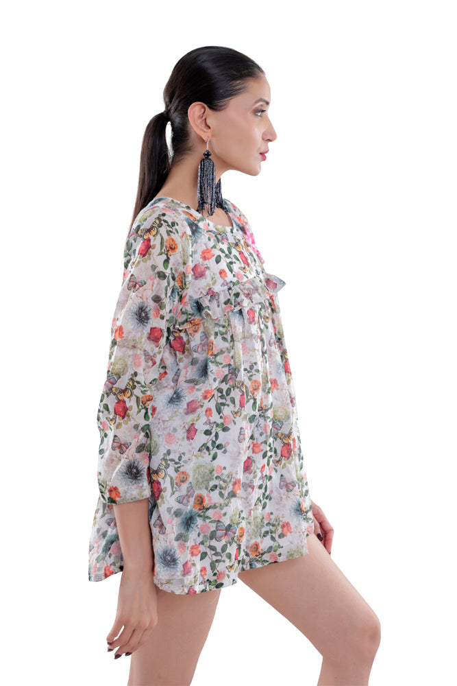 Flora Printed Peplum Shirt