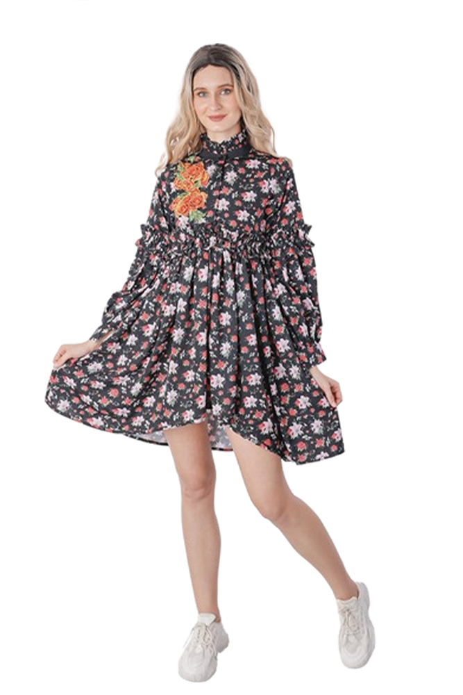 Floral Printed Asymmetrical Dress