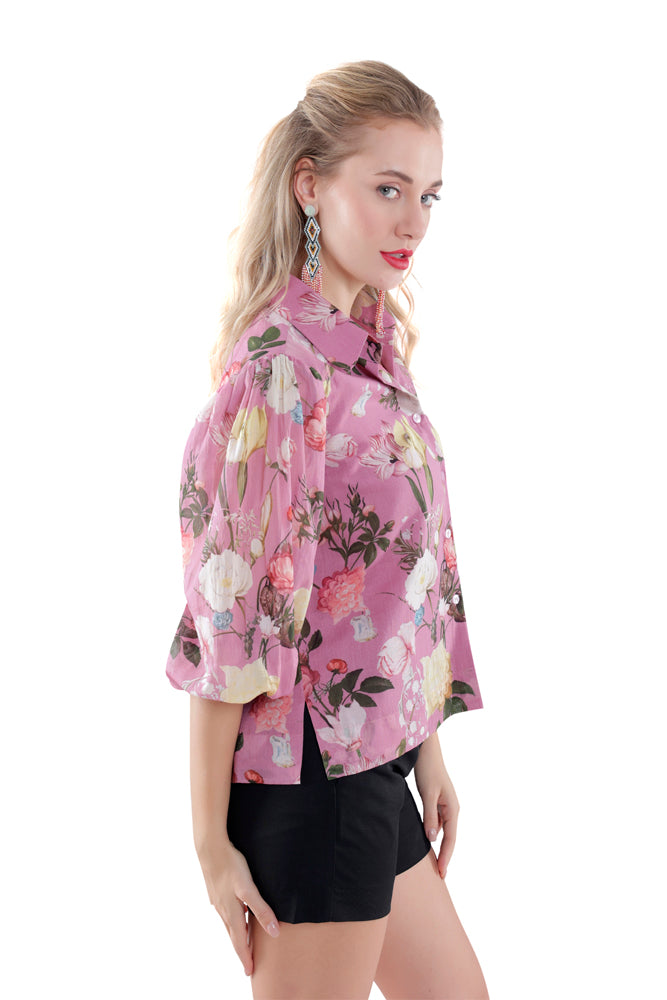 Azalea Printed Balloon Sleeve Shirt