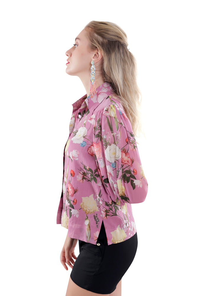 Azalea Printed Balloon Sleeve Shirt