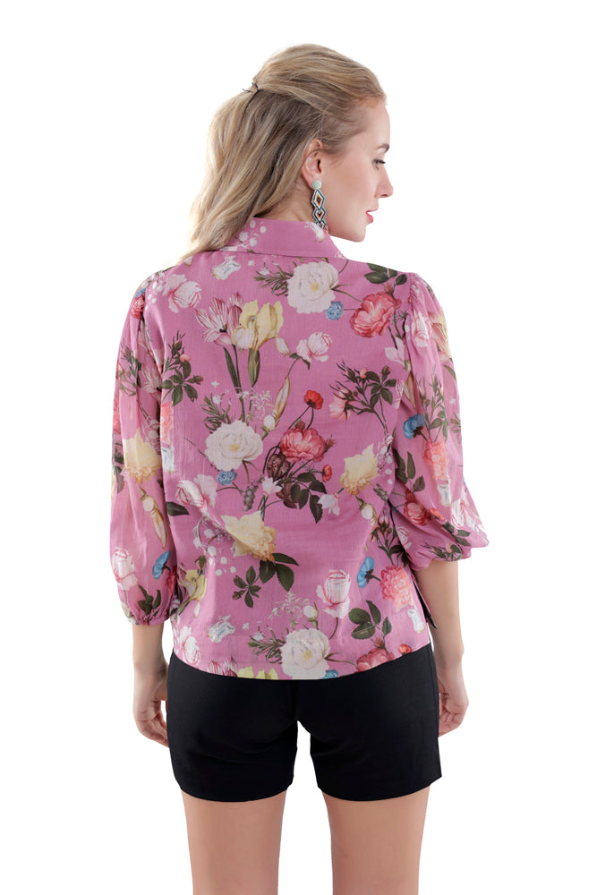 Azalea Printed Balloon Sleeve Shirt