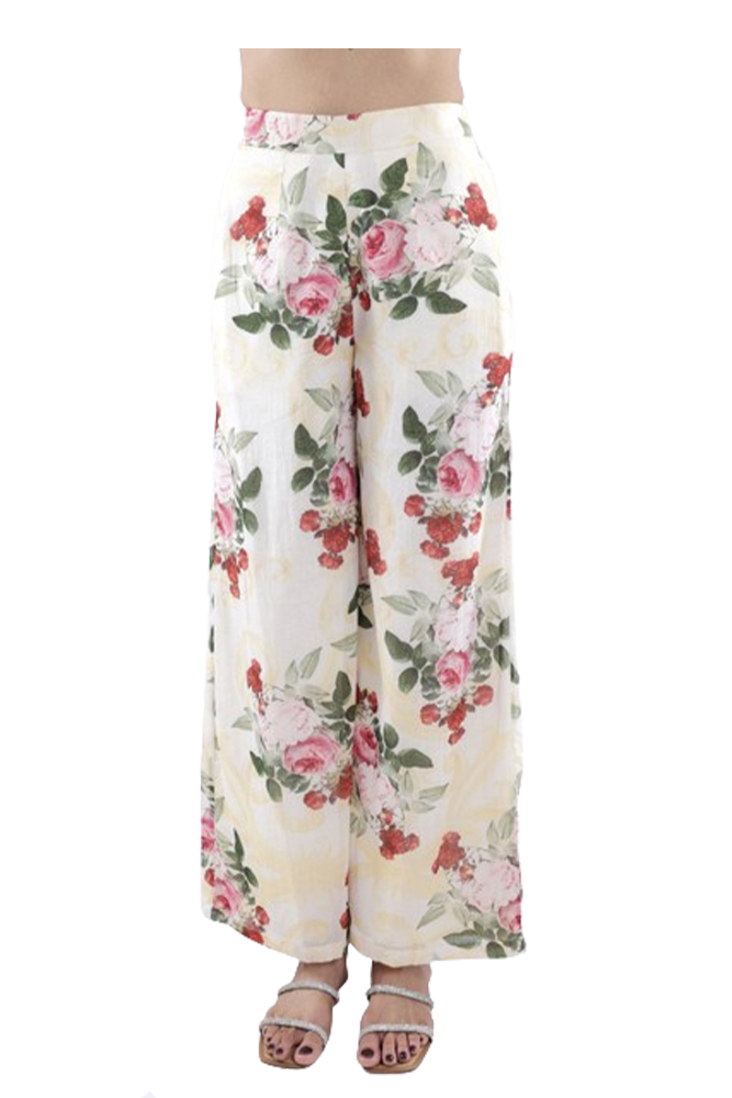 Ivory Peonia Printed Parallel Pant