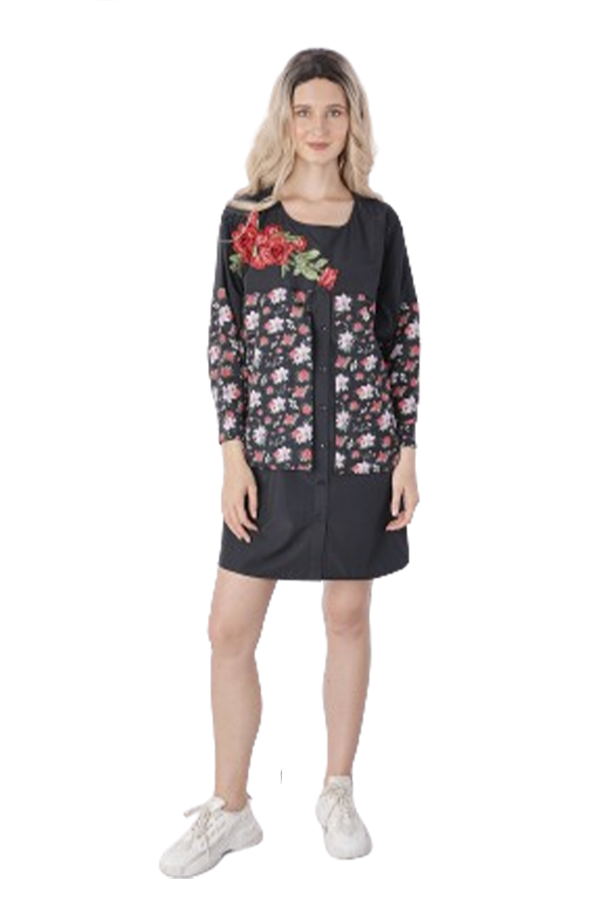 Floral Semi-printed Dress
