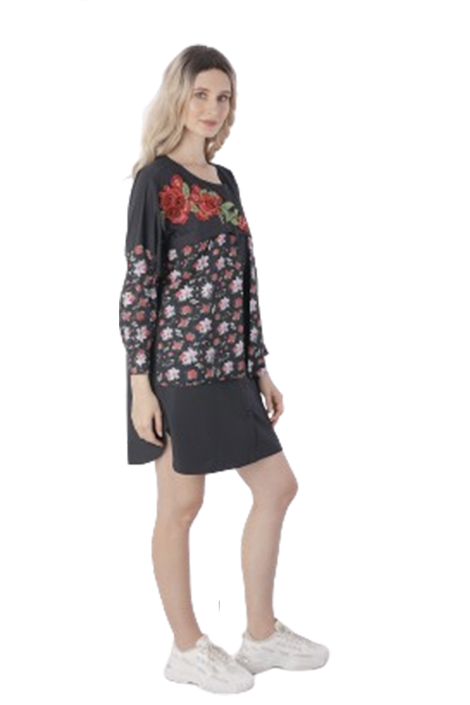 Floral Semi-printed Dress