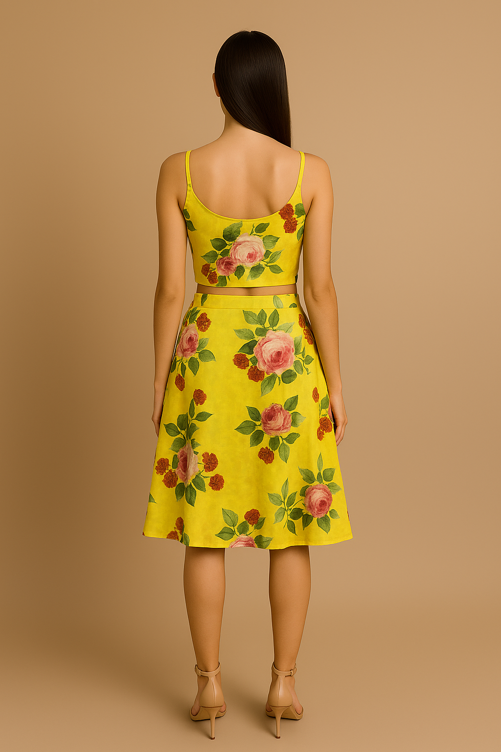 Neon peonia Slip Top & Skirt CoOrd