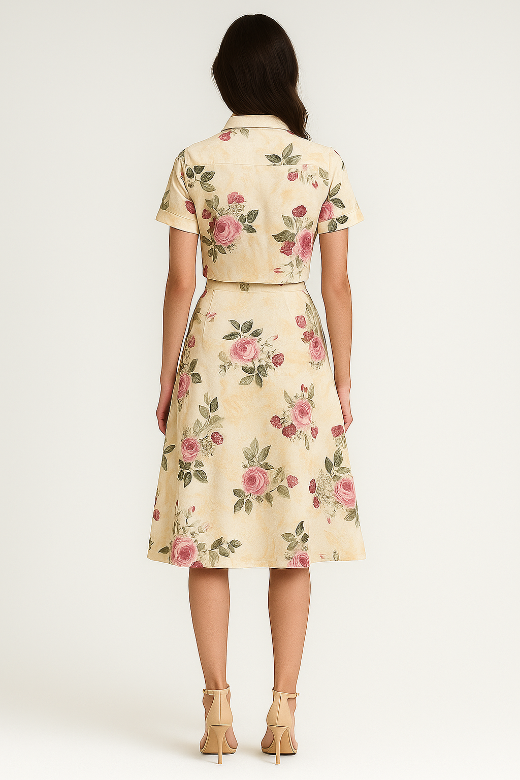 Ivory Fauna Printed crop shirt and skirt co-ord