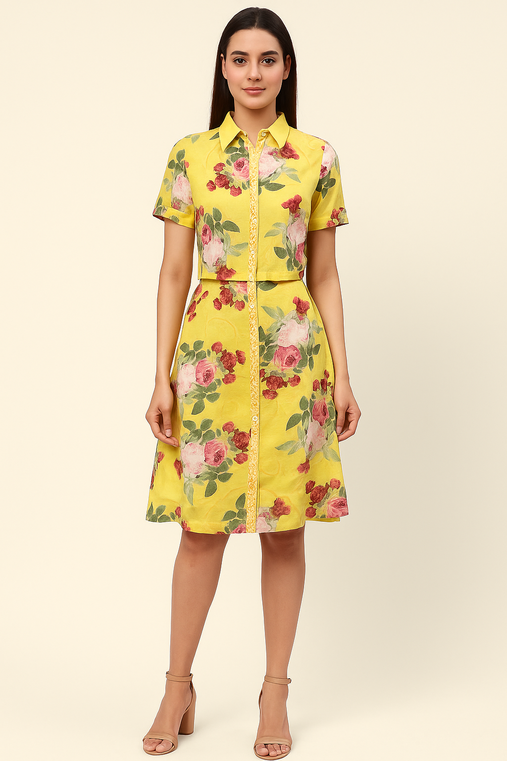 Neon Fauna Printed crop shirt and skirt co-ord