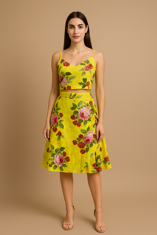 Neon peonia Slip Top & Skirt CoOrd