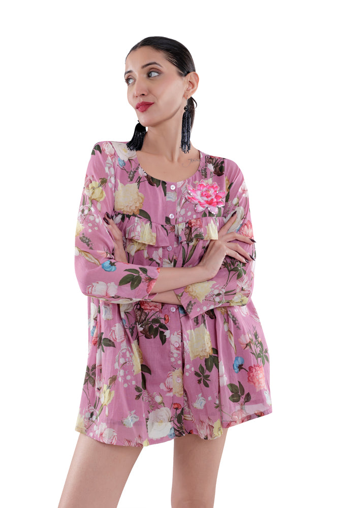 Azalea Printed Peplum Shirt