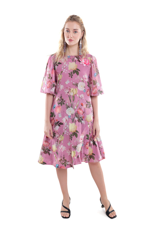 Azalea Printed Side Pleated Dress